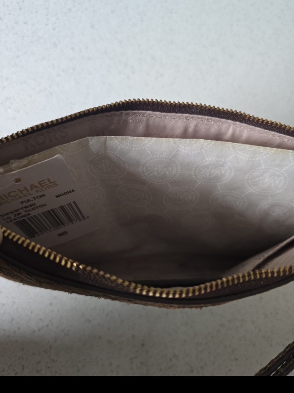Michael Kors Brown Mocha Snake-Embossed Leather Wristlet - Picture 9 of 10